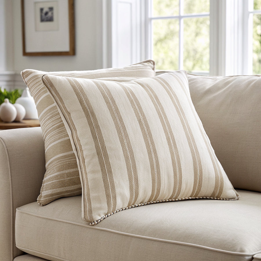 Coussin en lin à rayures, housse ou coussin complet - vue 2