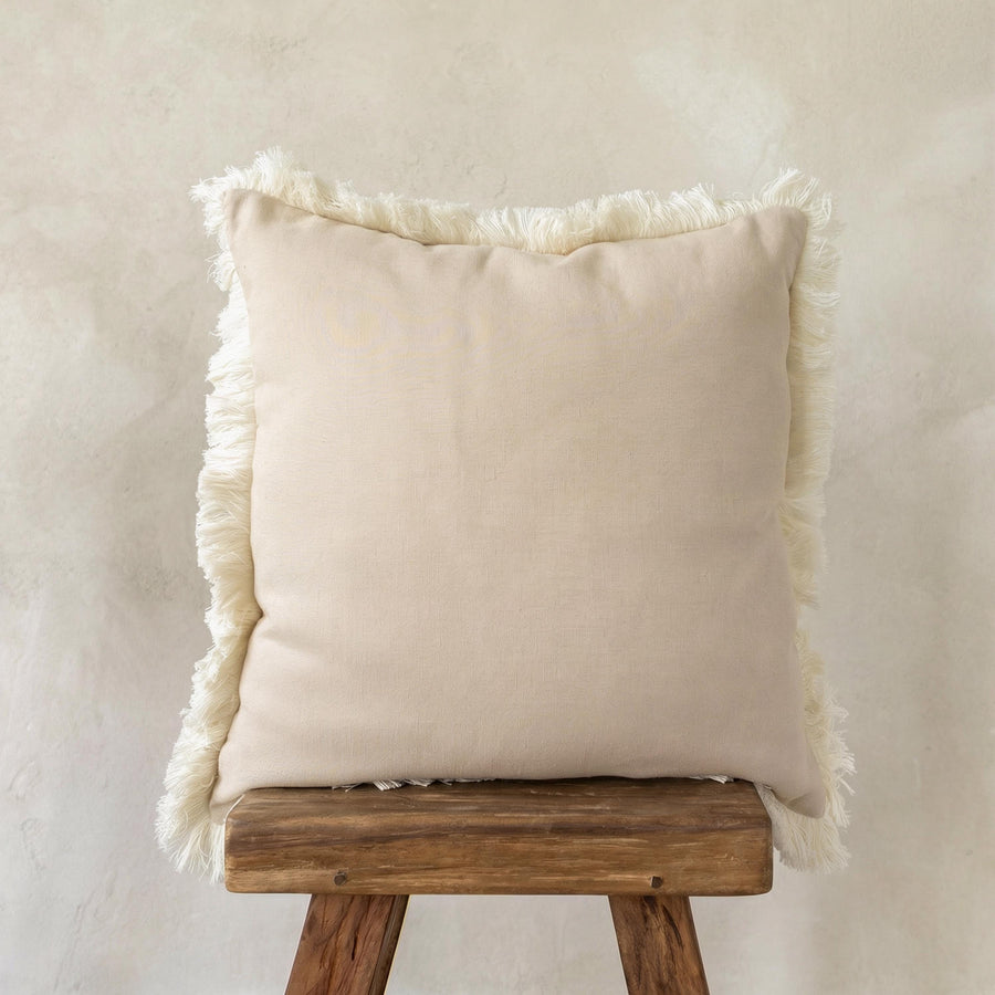 Housse de coussin en lin à franges, coussin décoratif