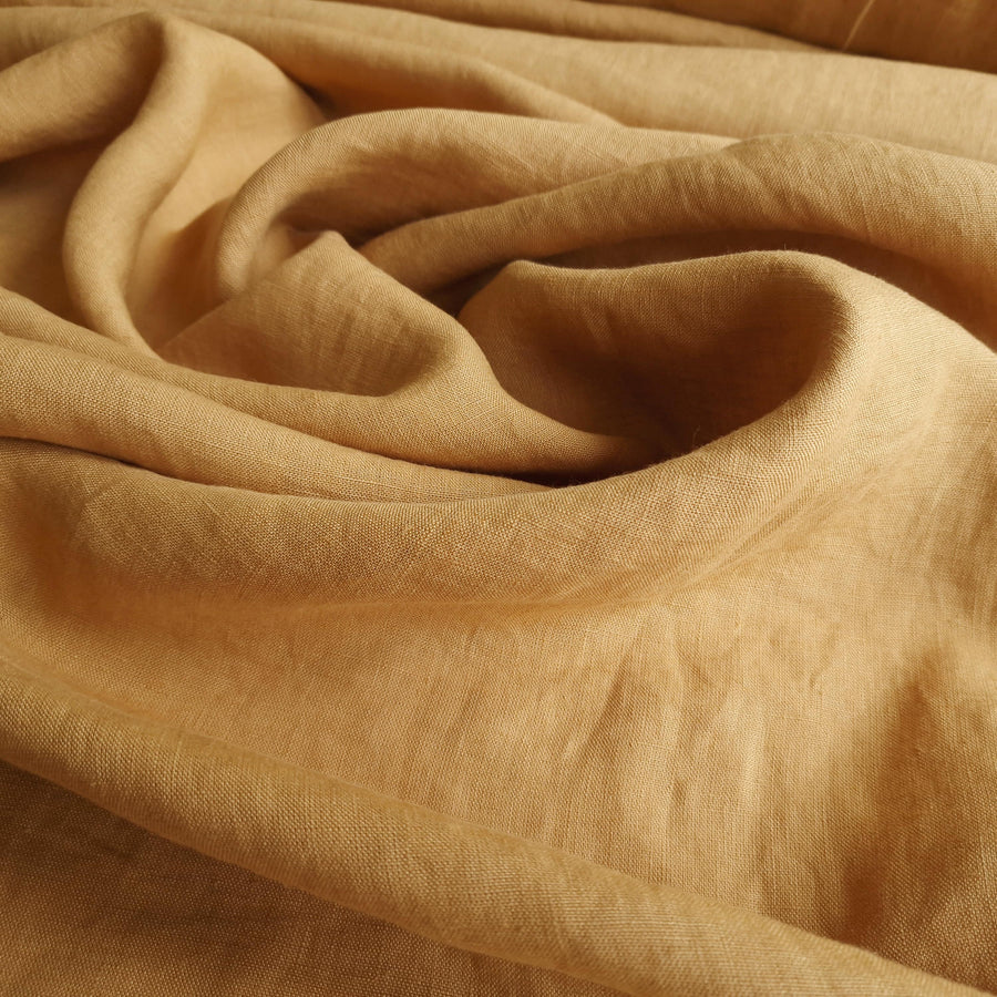 Housse de couette en lin lavé, ocre jaune, sur mesure