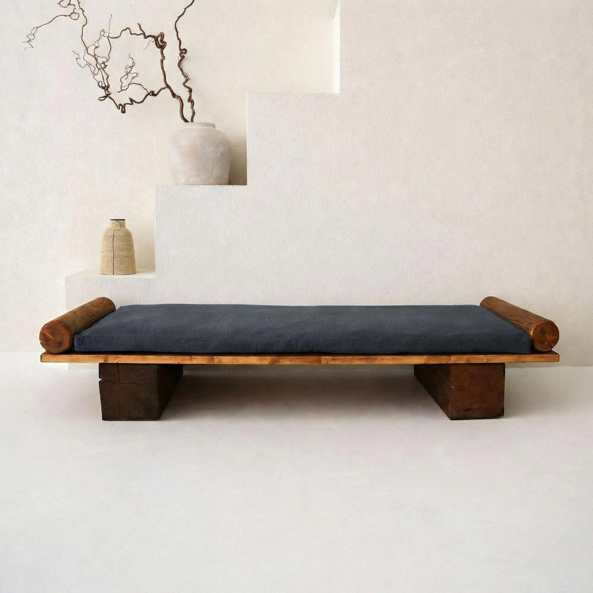 Coussin de banc en lin épais, housse amovible, sur mesure