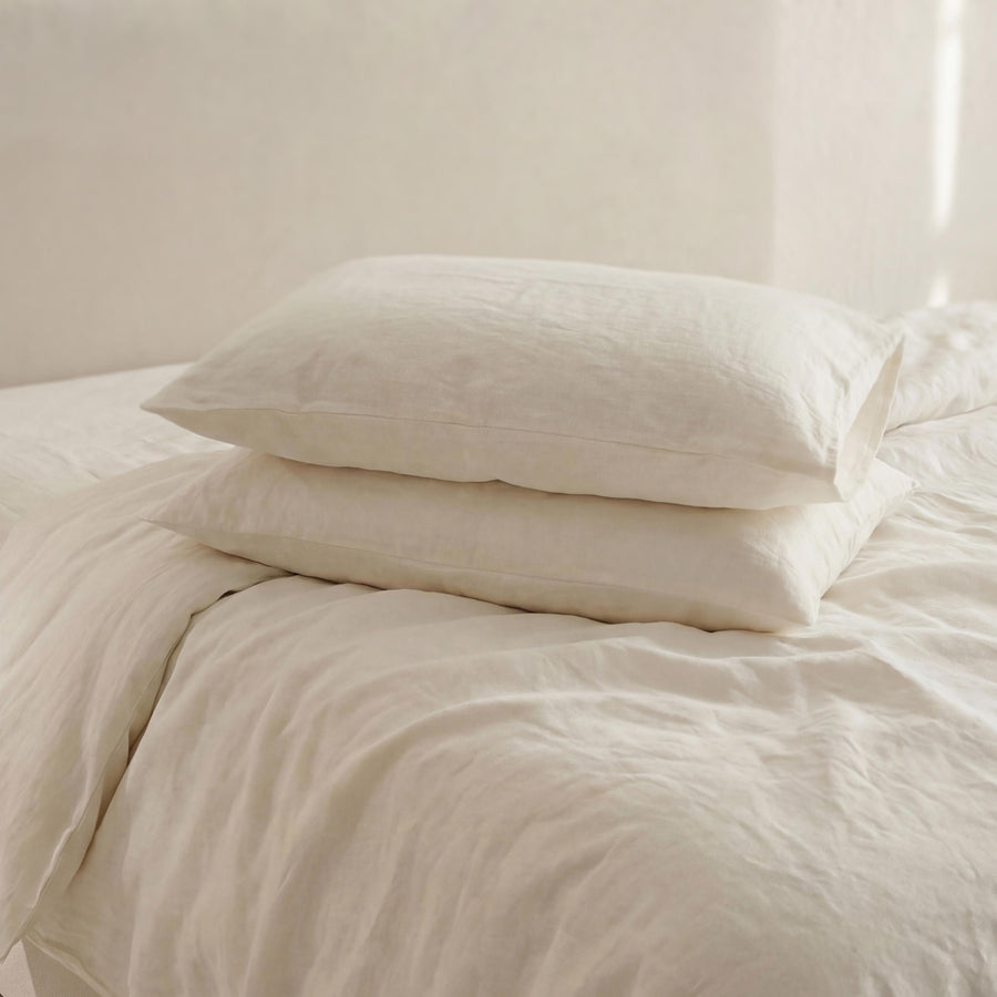 Lot de 2 taies d'oreiller en lin, fermeture portefeuille