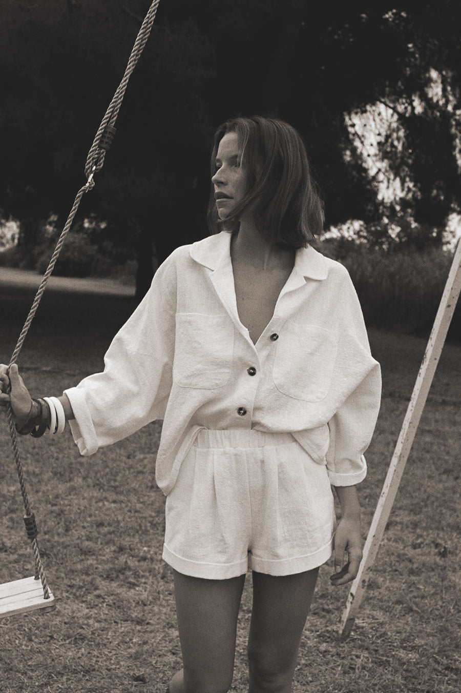 Chemise Romy en lin, teinte naturelle, porté