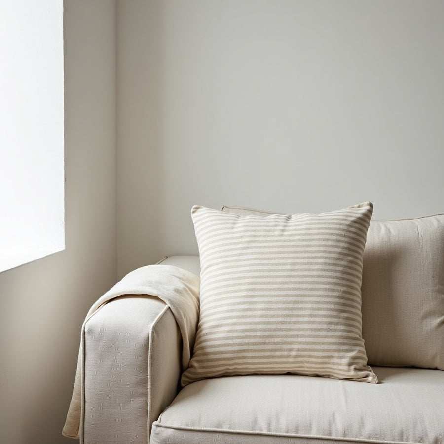 Coussin en lin à rayures, housse ou coussin complet - vue 4
