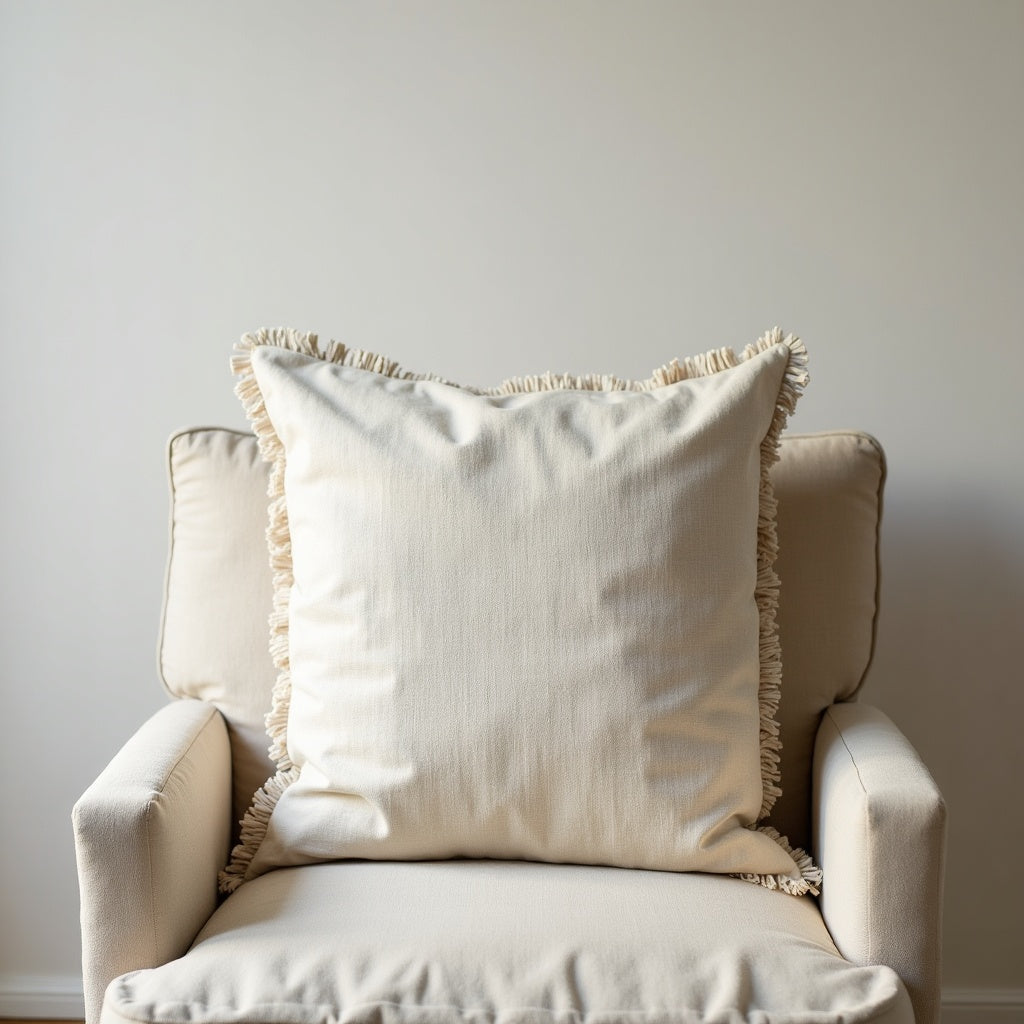 Housse de coussin en lin à franges, coussin décoratif - vue 2