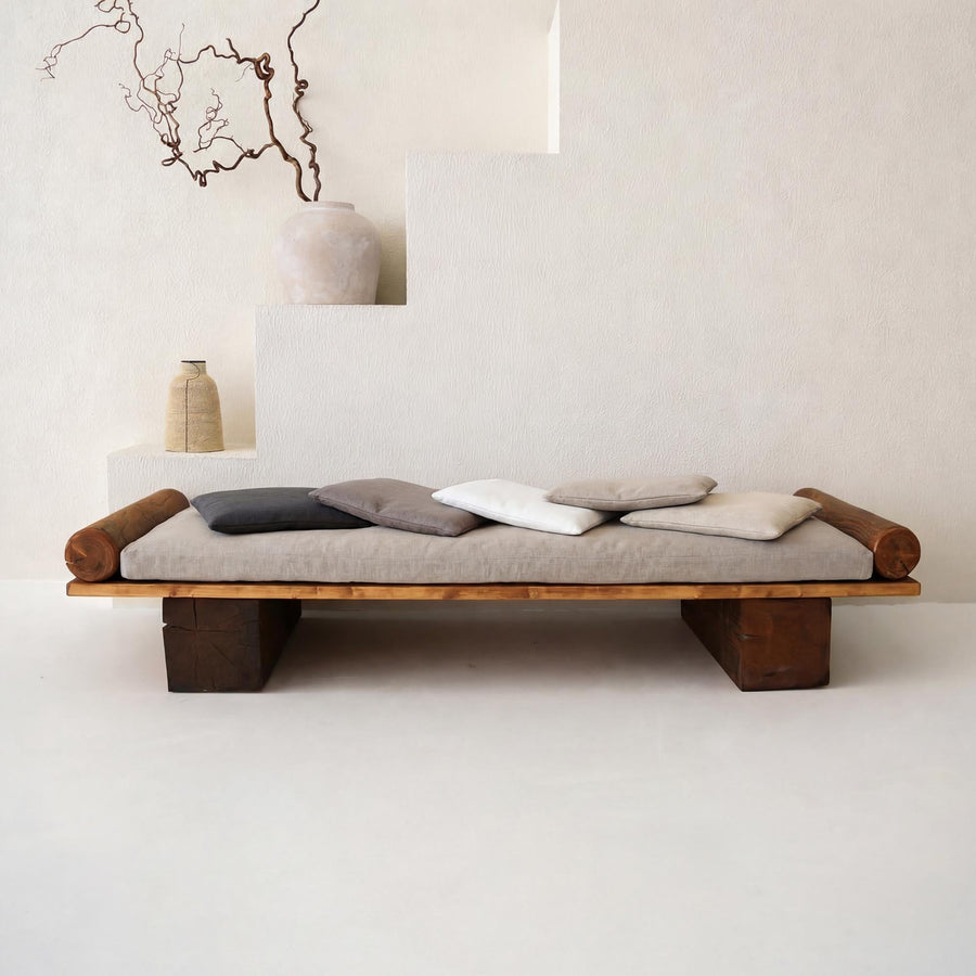 Coussin de banc en lin épais, housse amovible, sur mesure