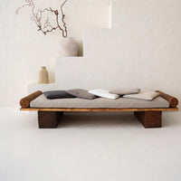 Coussin de banc en lin épais, housse amovible, sur mesure