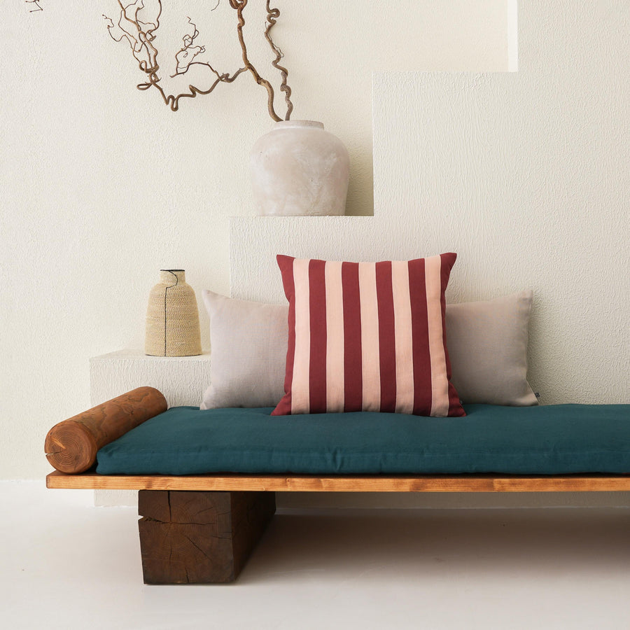Coussin en lin à rayures, housse ou coussin complet