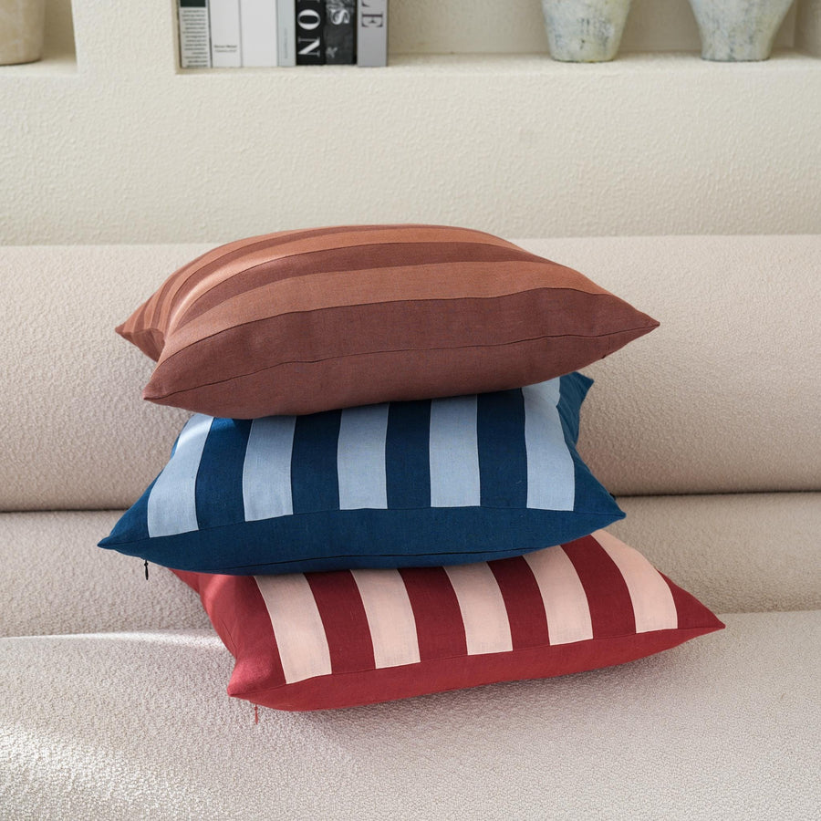 Coussin en lin à rayures, housse ou coussin complet