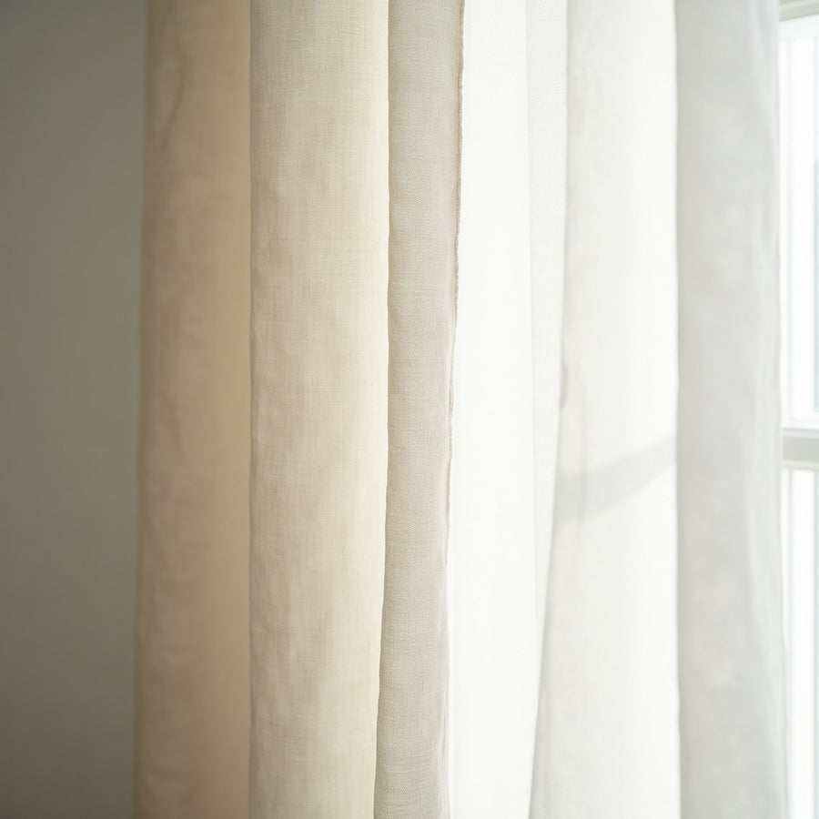 Rideau en lin naturel, panneau sur mesure, ruflette à crochets - vue 3